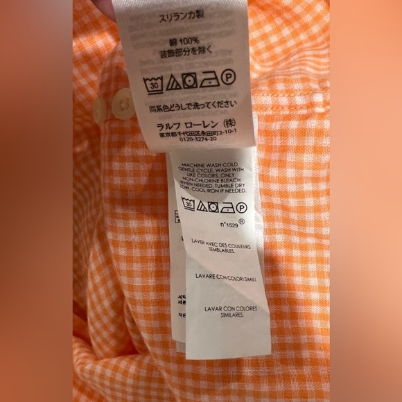 Men's POLO RALPH LAUREN Classic Fit Double Faced
Orange Gingham button up Size L - Picture 8 of 10